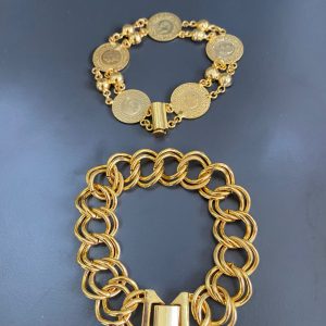 ALTIN KAPLAMA SAMANYOLU BİLEKİK ve ÇEYREKLİ BİLEKLİK