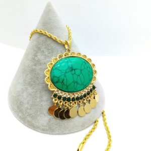 Firuze Taşlı Telkari Kolye